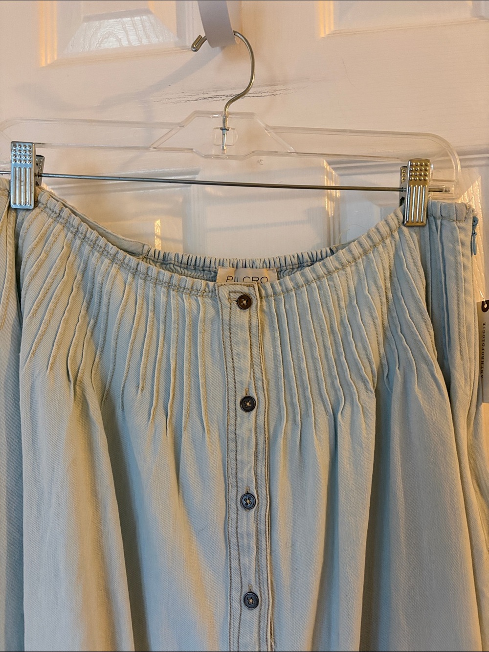 Pilcro NWT Pale Blue Button-Front Maxi Skirt - Picture 5 of 11